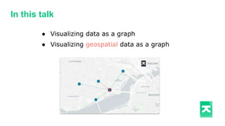 In this talk
● Visualizing data as a graph
● Visualizing geospatial data as a graph
 