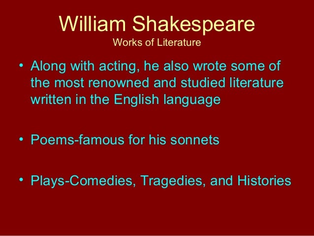 william shakespeare powerpoint william shakespeare works of literature