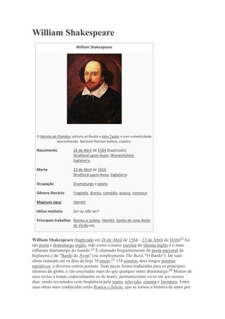 PDF) Pessoa, tradutor sucessivo de Shakespeare