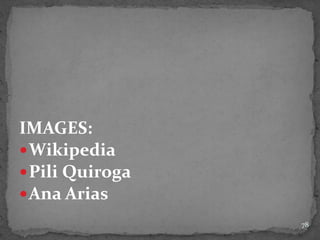 78
IMAGES:
Wikipedia
Pili Quiroga
Ana Arias
 