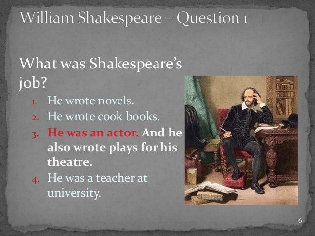 william shakespeare job