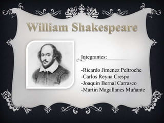 Integrantes:
-Ricardo Jimenez Peltroche
-Carlos Reyna Crespo
-Joaquin Bernal Carrasco
-Martin Magallanes Muñante
 