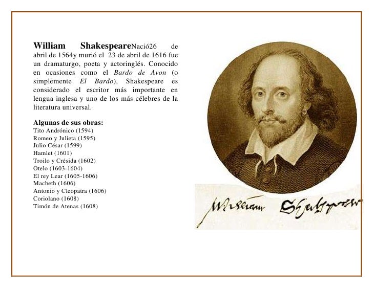 William shakespeare nació 26 de abril