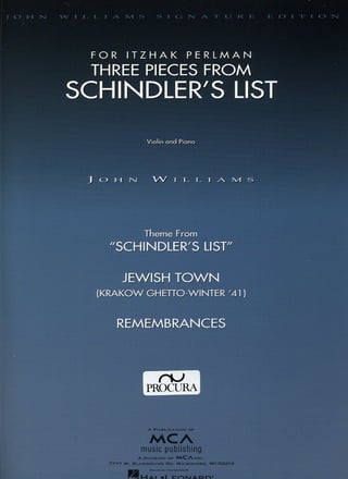 Williams, john   piano and violin score - schindler's list - three pieces from schindler's list
