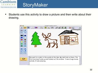 StoryMaker Students use this activity to draw a picture and then write about their drawing.  
