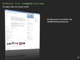 Groupe pour les membres du MobileMondayMontreal Libérer les communications Groupes dans un réseau social 