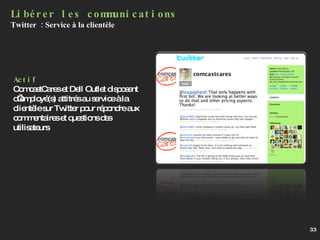 <ul><ul><li>Libérer les communications </li></ul></ul><ul><li>Twitter  : Service à la clientèle </li></ul>Actif ComcastCar...
