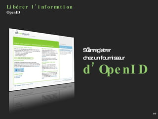 S’enregistrer  chez un fournisseur  Libérer l’information OpenID d’OpenID 