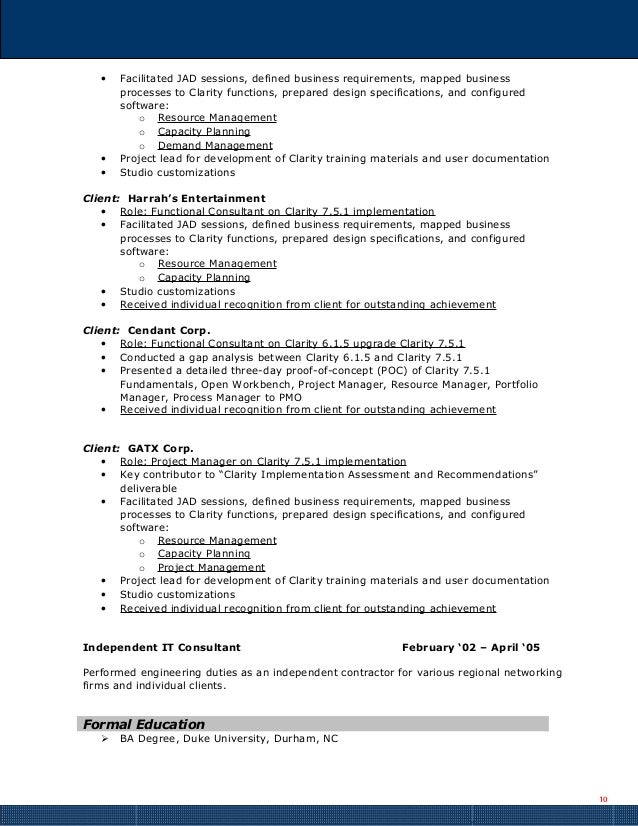 Resume For A Independent Contractor