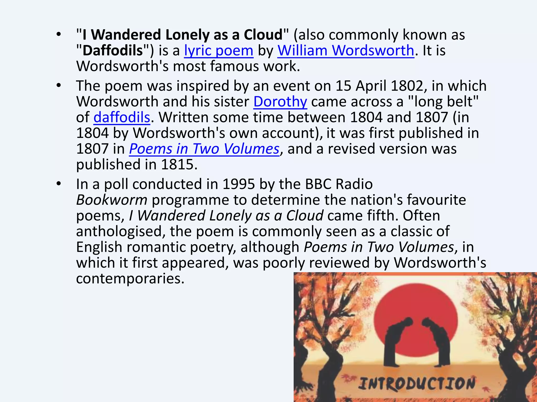 William wordsworth daffodils poem lesson plan Turkey Turkiye PPT