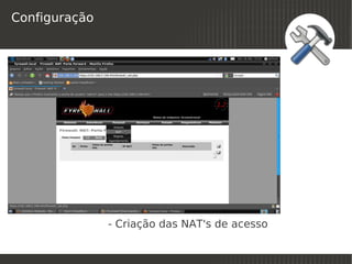 Configuração




               - Criação das NAT's de acesso
                            
 