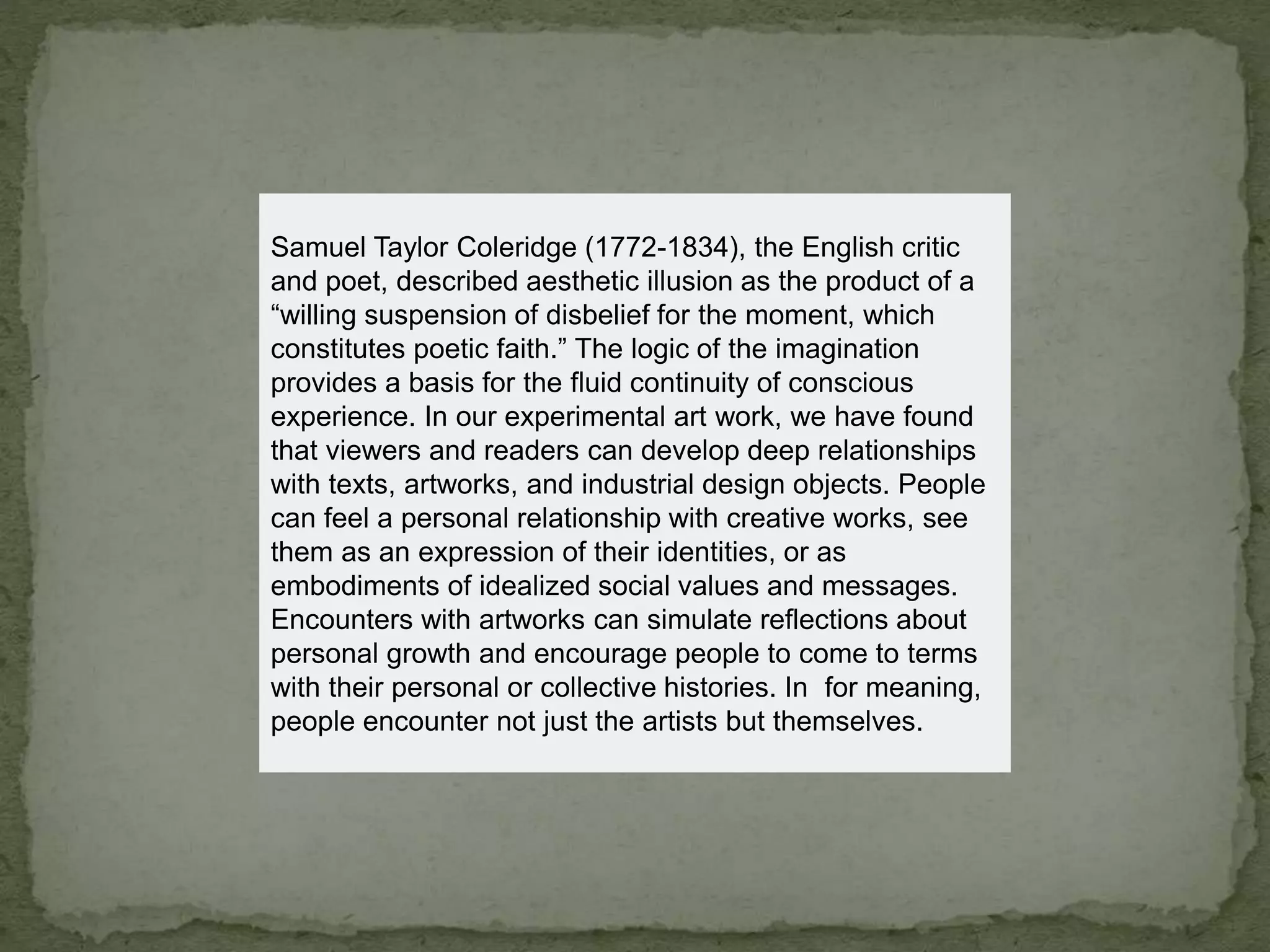 Willing suspension of disbelief by samuel taylor coleridge | PPTX
