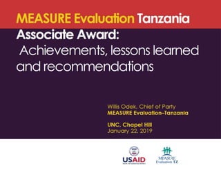MEASURE Evaluation Tanzania Associate Award: Achievements, lessons learned and recommendations