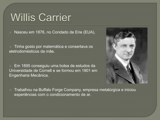 Willis CarrierNasceu em 1876, no Condado de Erie (EUA).