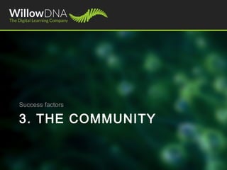 3. THE COMMUNITY
Success factors
 