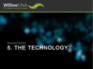 CLICK TO EDIT MASTER
TITLE STYLE
Click to edit Master text styles
5. THE TECHNOLOGY
Success factors
 