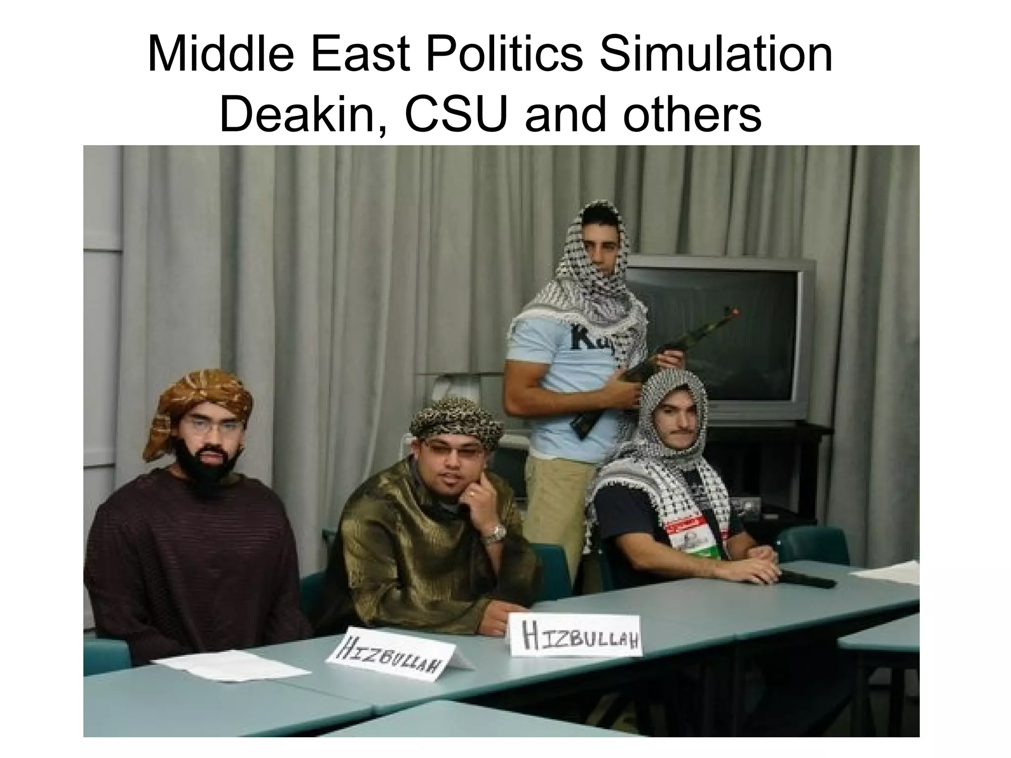 Middle East Politics Simulation
Deakin, CSU and others
 