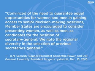 Will the 9th U.N. secretary-general be a woman?