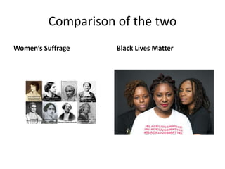 Comparison of the two
Women’s Suffrage Black Lives Matter
 