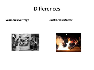 Differences
Women’s Suffrage Black Lives Matter
 
