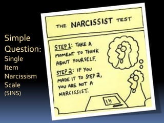 Simple
Question:
Single
Item
Narcissism
Scale
(SINS)
 