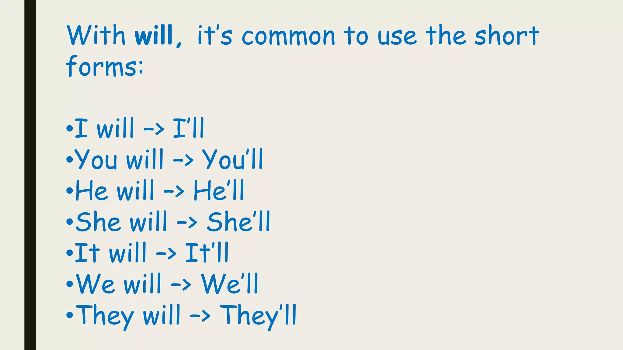 Use of Will and Won't | PPTX