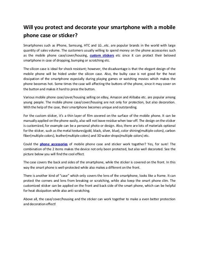 Will You Protect And Decorate Your Smartphone With A Mobile Phone Cas
