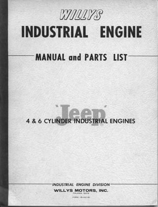 Jeep Willys Industrial Engine Manual and Parts List