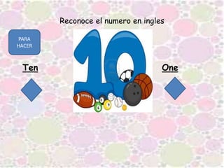 Reconoce el numero en ingles
Ten One
PARA
HACER
 