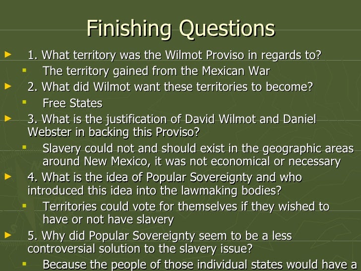 Wilmot Proviso and Popular Sovereignty