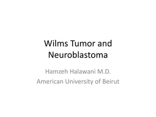 Wilms Tumor and
Neuroblastoma
Hamzeh Halawani M.D.
American University of Beirut
 