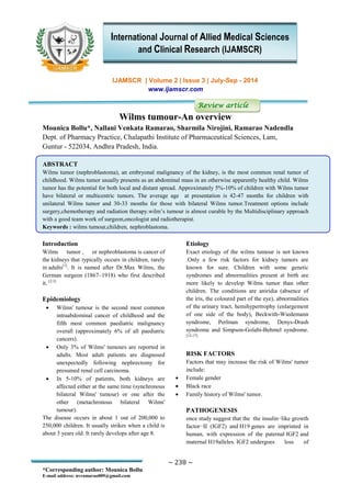 Wilms tumour an overview | PDF