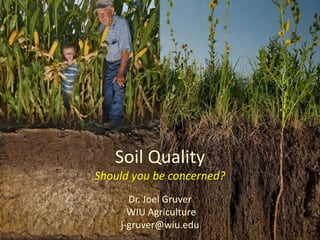 Soil Quality
Should you be concerned?
      Dr. Joel Gruver
      WIU Agriculture
    j-gruver@wiu.edu
 