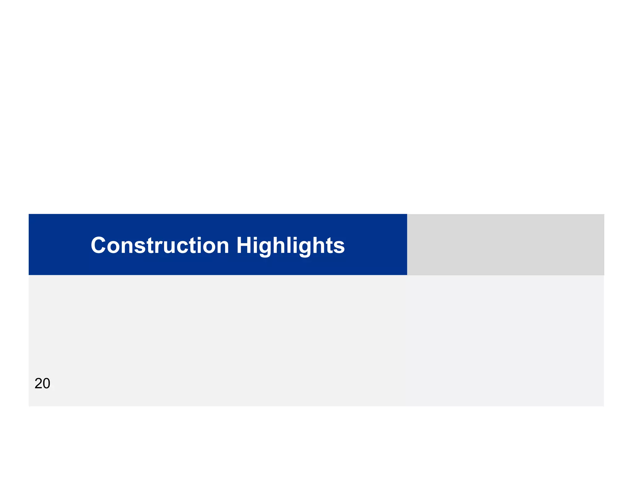 Construction Highlights
20
 