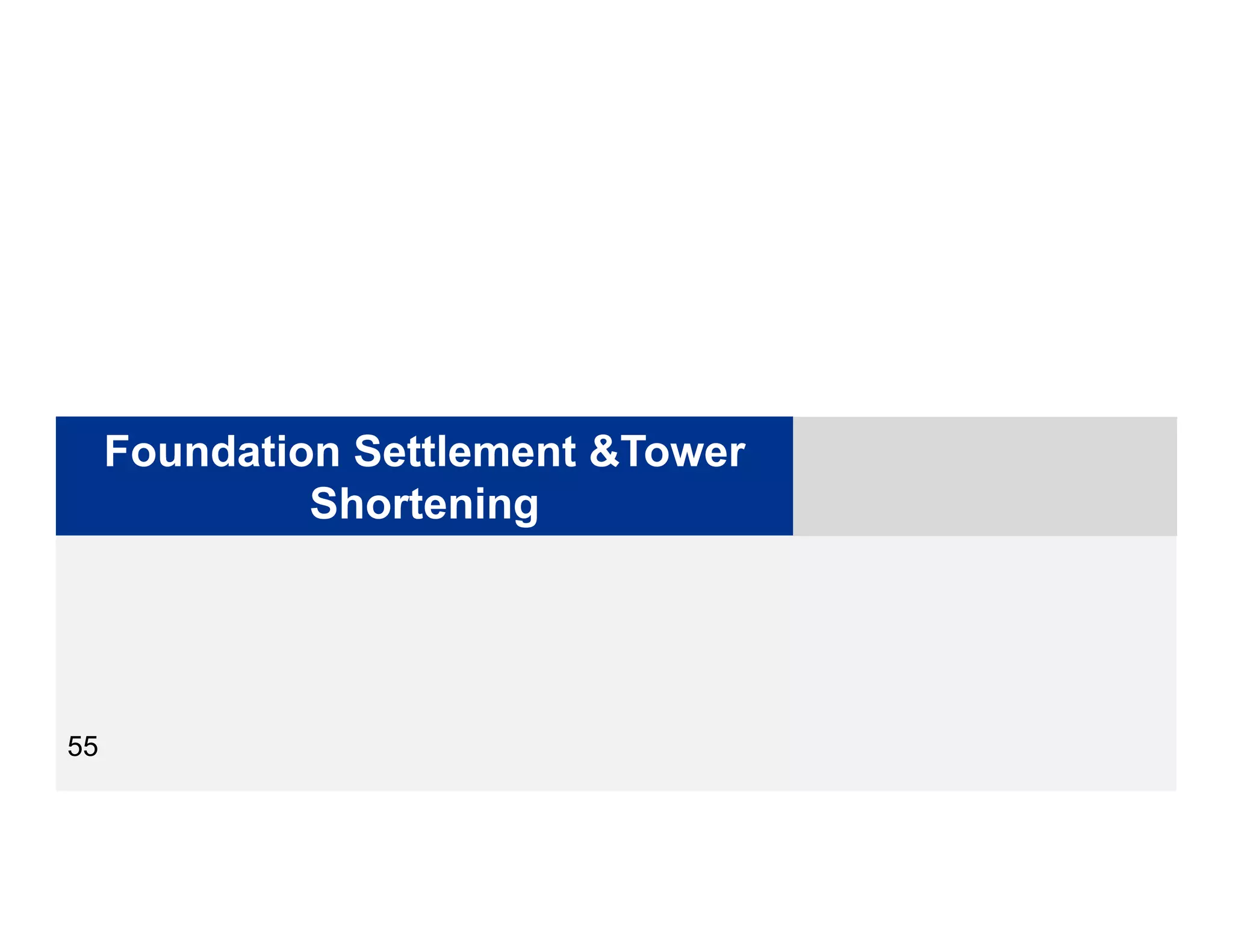 Foundation Settlement &Tower
Shortening
55
 