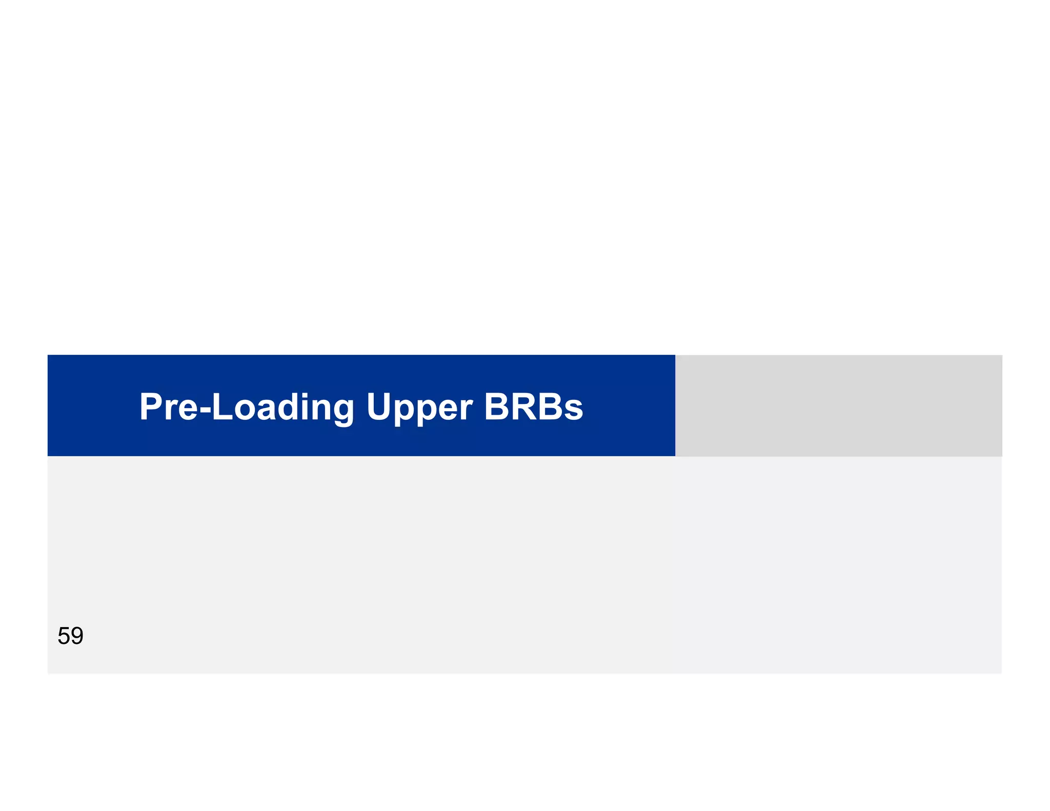 Pre-Loading Upper BRBs
59
 