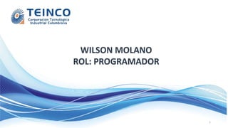 1
WILSON MOLANO
ROL: PROGRAMADOR
 