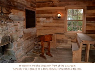 The lectern and chalk board in front of the classroom.
Carl Schenck was regarded as a demanding yet inspirational teacher.
 
