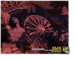 La feria Internacional de San Sebastián como su nombre lo dice, hace alusión y es realizada en honor al patrono del Estado
Táchira “San Sebastián” esta feria que se lleva acabo en San Cristóbal en un principio se resumía solo en actos musicales y de
entretenimiento que se efectuaban en el día de éste santo patrono (20 de enero).

       Con el tiempo se fueron reformando y convirtiéndose en lo que observamos hoy en día durante el mes de enero una serie
de eventos tales como: el desfile de feria, la cabalgata, culminación de la vuelta al Táchira, la exhibición de los pabellones
“Venezuela y Colombia” donde hay exposiciones de artículos típicos, así como también electrodomésticos, comida, bebidas
alcohólicas, tarima de eventos todo esto dentro de las instalaciones de dichos pabellones, en toda esta zona (barrio chino, avenida
universidad, Asogata, Plaza de Toros) se pueden conseguir atracciones mecánicas, juegos de apuestas, vendedores informales,
comida, alcohol, artículos referentes a la feria desde llaveros hasta sombreros, exhibición de ganado (Asogata), toros coleados,
corrida de toros, coronación de la reina de la FISS, conciertos de artistas nacionales e internacionales, campeonato de carruchas,
entre otros eventos.

        Todos los eventos mencionados anteriormente forman parte de lo que es hoy la FISS, sin embargo a pesar de que en dicha
feria podemos encontrar gran variedad de entretenimiento y para todos los gustos cabe destacar que se ha perdido un poco la
tradición lo que en un principio se hacía en honor al patrono hoy en día se ve solo como diversión y disfrute dejando de lado la
conmemoración de dicho Santo San Sebastián, pues dicha feria es realizada con fines de lucro y para beneficio propio a través de
todo el comercio que se ve en ella.

       Por otra parte es importante mencionar que gracias a la concurrencia y a los eventos, se hace un ambiente propicio para la
delincuencia, inseguridad, libertinaje, entre otros. Sin embargo cabe destacar que por la variedad de los eventos y las
presentaciones que en ellos se realizan esta feria es muy reconocida y atrae a gran cantidad de visitantes tanto de otros estados
de Venezuela como de otros países; es por esto que es importante que se realice pero con ciertos limites que resguarden las
buenas costumbres y la tradición para que así esta Gran Feria sea mas que solo comercio, gasto y dinero.



       Katherina Quiroz.
 