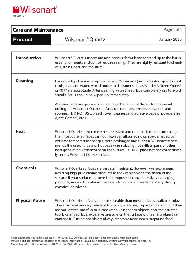 Wilsonart Quartz Care And Maintenance