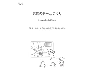 Sympathetic Union
共感のチームづくり
「目指す未来」や「志」に共感できる仲間と組む。
No.5
 
