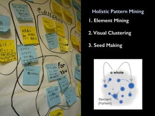 Holistic Pattern Mining
1. Element Mining
!
2. Visual Clustering
!
3. Seed Making
 