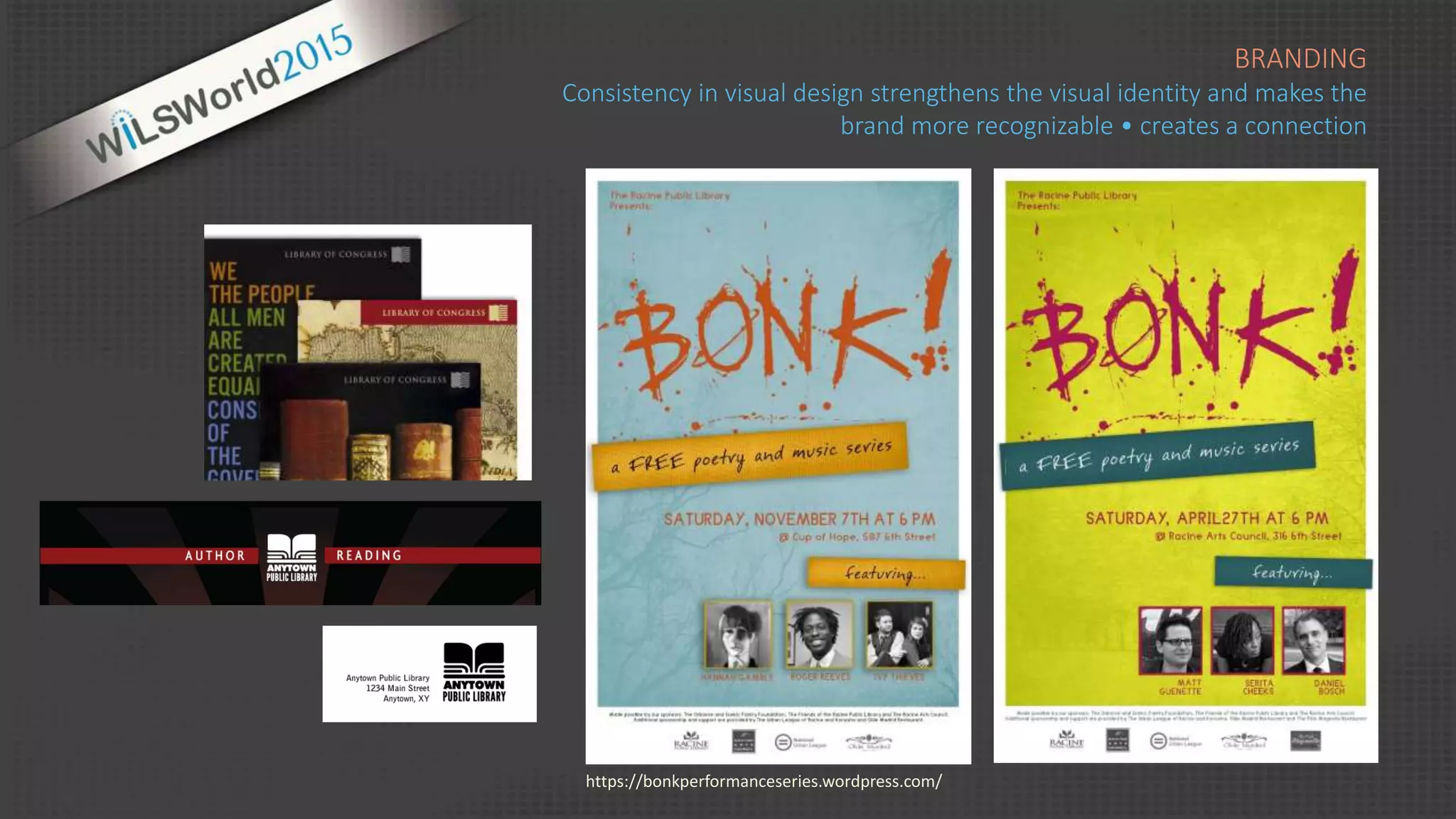 BRANDING
Consistency in visual design strengthens the visual identity and makes the
brand more recognizable • creates a connection
https://bonkperformanceseries.wordpress.com/
 