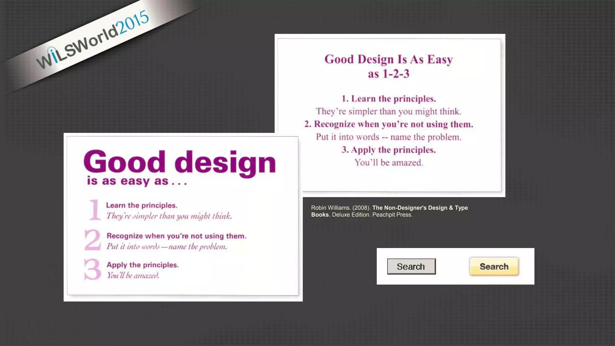 Robin Williams. (2008). The Non-Designer's Design & Type
Books. Deluxe Edition. Peachpit Press.
 