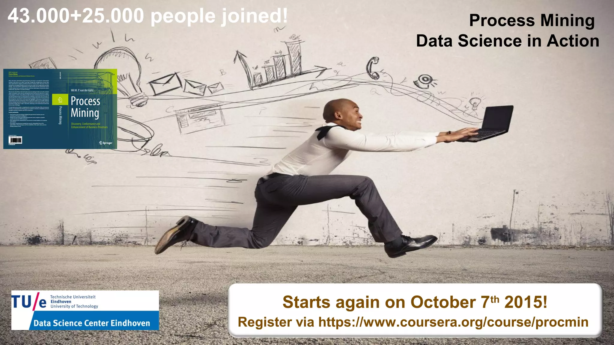 Process Mining
Data Science in Action
43.000+25.000 people joined!
Starts again on October 7th
2015!
Register via https://www.coursera.org/course/procmin
 