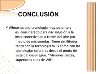 ¿QUE ES WiMAX 2?WiMAX 2 es la siguiente fase de la tecnología WiMAX basados en el estándar IEEE 802.16m, que se basa en 802.16e mediante la adición de nuevas capacidades, manteniendo la compatibilidad hacia atrás. WiMAX 2 ofrece una mayor capacidad del sistema con las tasas de pico de más de 300 Mbps, menor latencia y mayor capacidad de VoIP, la reunión Unión Internacional de Telecomunicaciones (UIT) requisitos para la 4G. V