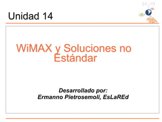 WiMAX y Soluciones no
Estándar
Desarrollado por:
Ermanno Pietrosemoli, EsLaREd
Unidad 14
 