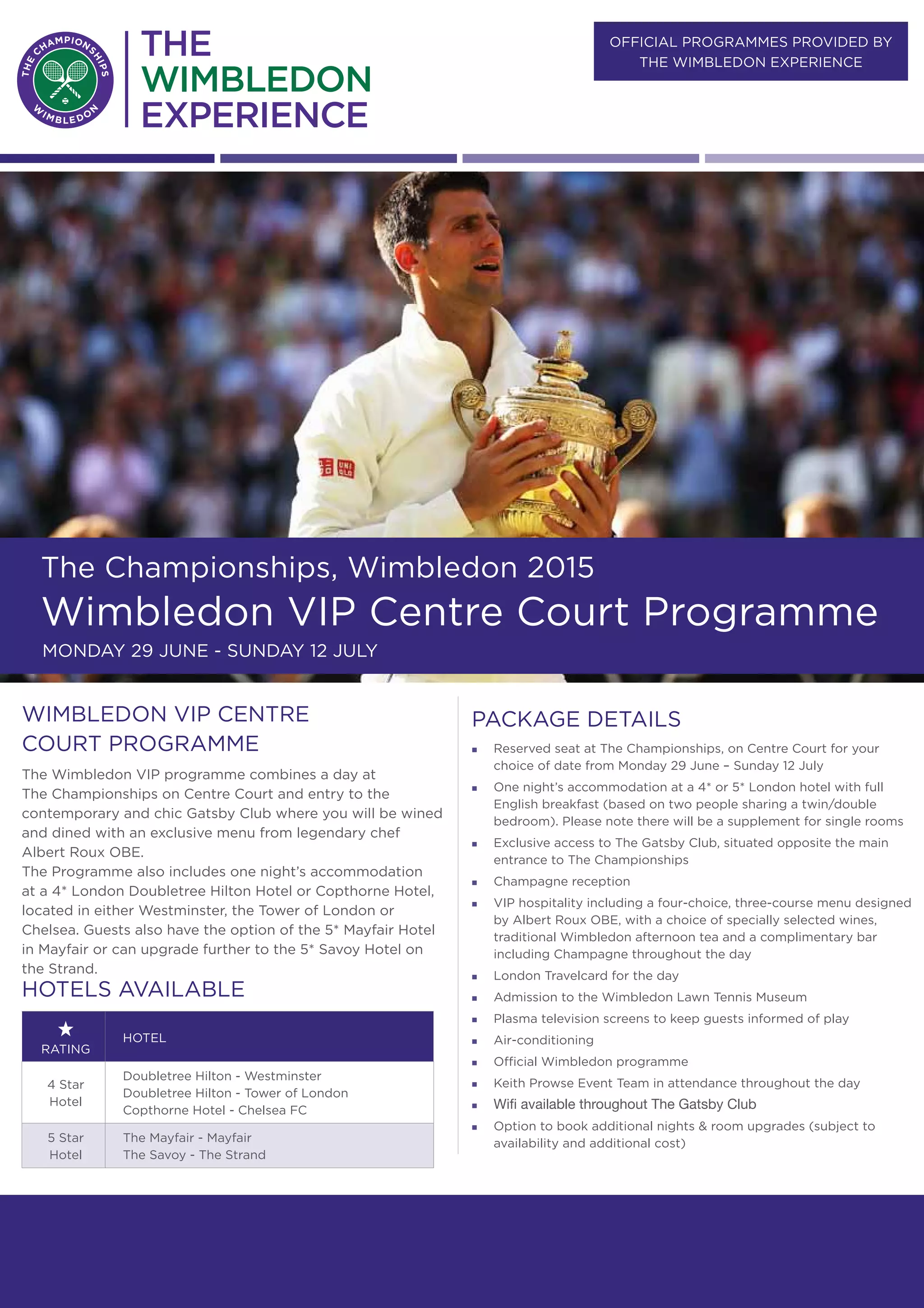 Travel Freak Wimbledon Experience Vip Centre Court PDF Travel Freak Wimbledon Experience Vip Centre Court PDF