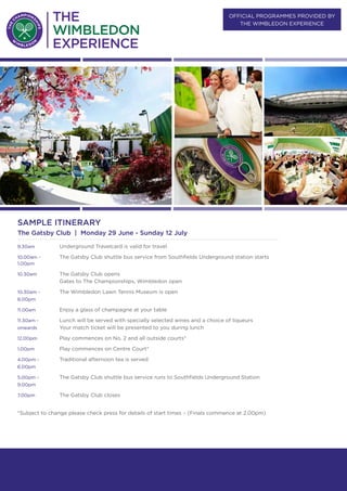 Travel Freak Wimbledon Experience Vip Centre Court PDF Travel Freak Wimbledon Experience Vip Centre Court PDF