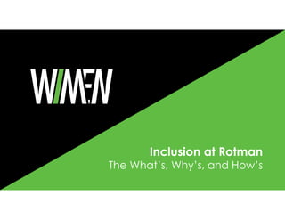 Inclusion at Rotman
The What’s, Why’s, and How’s
 